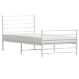 Metal Bed Frame without Mattress with Footboard White 100x200cm 352381
