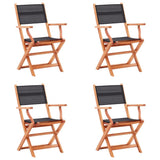 Garden Chair Set of 4 Black, Natural Wood 48693