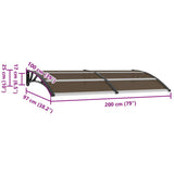 Door Canopy Black Polycarbonate 200x100cm Durable Door Canopy 45635