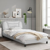 ZNTS Bed Frame with LED Lights White 100x200 cm Faux Leather 3213914