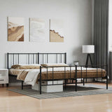 Metal Bed Frame without Mattress with Footboard Black 193x203cm 352504