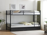 Twin Over Twin Bunk Bed with Two Storage Drawers & Full-Length Guard Rail, Heavy Duty Metal Bunk Bed 46245523