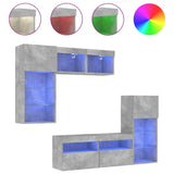 5 Piece TV Wall Units with LED Concrete Grey Engineered Wood 3216728