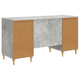 Desk with Door Concrete Grey 142.5 x 50 x 75 cm Engineered Wood 3414579