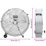 Drum Fan with Wheel Silver 79 x 37 x 82 cm Aluminium 42001424