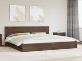 Bed Frame with Drawer Brown Oak 200 x 200 cm Engineer Wood 3411088