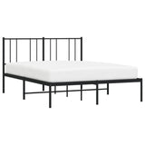 Metal Bed Frame without Mattress with Headboard Black 140x200cm 352481