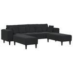 Velvet Sofa with Cushion 3 pcs Black 208 cm Velvet 3335177