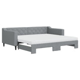 Daybed with Trundle and Mattresses Light Grey 90x190 cm Fabric 3197497