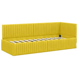 Corner Bed Frame with Headboard Yellow 80 x 200 cm Velvet 42016252
