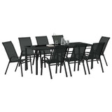 Garden Dining Set 9 pcs Black Powder-coated Steel 3379120