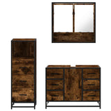 3 Piece Bathroom Furniture Set Smoked Oak Engineered Wood 3301052