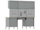 Work Cabinet with Drawer 8 pcs Black Engineered Wood and Steel 3321464