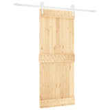 Sliding Door Natural and White 85 x 210 cm Solid Pine Wood 3445178