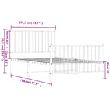 Metal Bed Frame without Mattress with Footboard White 100x190cm 350943