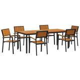 Garden Dining Set 7 pcs Black and brown 200 x 90 x 75 cm 3284419