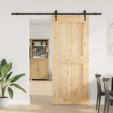 Sliding Door with Hardware Set 95x210 cm Solid Wood Pine 3332746