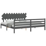 Bed Frame without Mattress Grey 200x200 cm Solid Wood 3195308