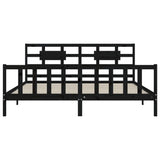 Bed Frame without Mattress Black 200x200 cm Solid Wood Pine 3192580