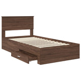 Bed Frame Brown Oak and Silver 100 x 200 cm Engineered Wood 3410937