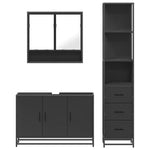 ZNTS 3 Piece Bathroom Furniture Set Black Engineered Wood 3301160