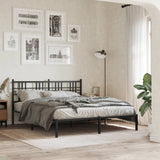 Metal Bed Frame without Mattress with Headboard Black 150x200cm 376326