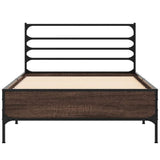 Bed Frame Brown Oak Engineered wood, Metal Single Modern 845591