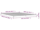 Bed Frame without Mattress White 150x200 cm King Size Solid Wood Pine 823440