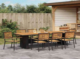 Garden Dining Set 9 pcs Black and Brown Poly Rattan 3365446