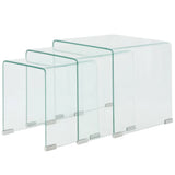 Three Piece Nesting Table Set Tempered Glass Clear 244190