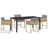 Garden Dining Set with Cushion 5 pcs Beige Poly Rattan 3380030