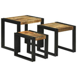 Nesting Table 3 pcs Brown and Black Solid Mango Wood and Metal 4104727