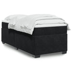 ZNTS Box Spring Bed with Mattress Black 90x200 cm Velvet 3285259