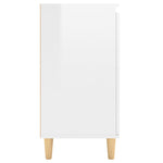 Sideboard&Solid Wood Legs High Gloss White 60x35x70cm Engineered Wood 806073
