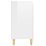 Sideboard&Solid Wood Legs High Gloss White 60x35x70cm Engineered Wood 806073