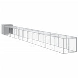 Chicken Cage with Run Light Grey 110x1221x110 cm Galvanised Steel 3189098