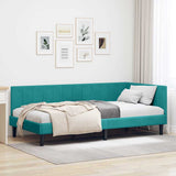Corner Bed Frame with Headboard Turquoise 90 cm x 200 cm Velvet 42016356