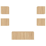 6 Piece TV Wall Units with LED Sonoma Oak Engineered Wood 3216813