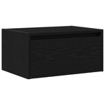 ZNTS Wall-mounted Bedside Cabinet with LED Lights Black Oak 860213