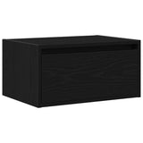 Wall-mounted Bedside Cabinet with LED Lights Black Oak 860213