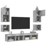 8 Piece TV Wall Units with LED Concrete Grey Engineered Wood 3216593