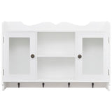 White MDF Wall Cabinet Display Shelf Book/DVD/Glass Storage 242435