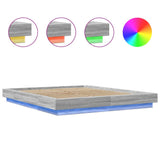 Bed Frame with LED Lights without Mattress Grey Sonoma 150x200cm 3281096