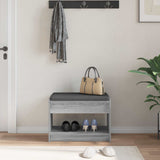 Hall Bench with Cushion with Shelf Grey Sonoma 63 x 38 x 45 cm 891573
