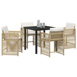 Garden Dining Set 5 pcs Beige Poly Rattan 3380785