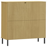 Bookcase with Metal Legs Brown 90x35x90.5 cm Solid Wood OSLO 351015