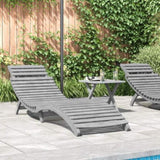 Sun Lounger Grey Solid Acacia Wood Standard Foldable 363279