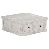Coffee Table White Solid Mango Wood 70 cm x 70 cm x 30 cm 249872