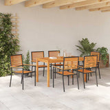 Garden Dining Set 7 pcs Black Solid Acacia Wood 3365538