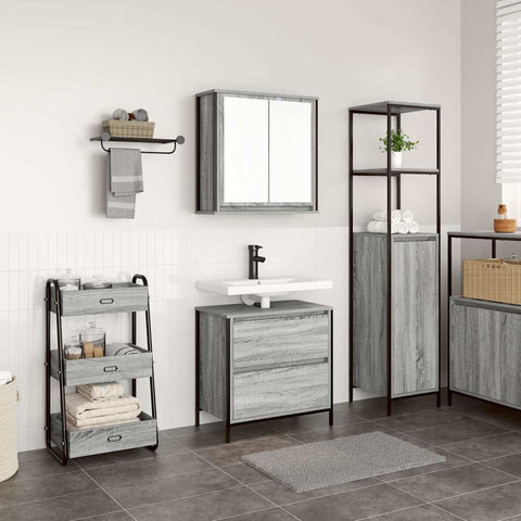 2 Piece Bathroom Furniture Set Grey Sonoma Engineered Wood 3328367